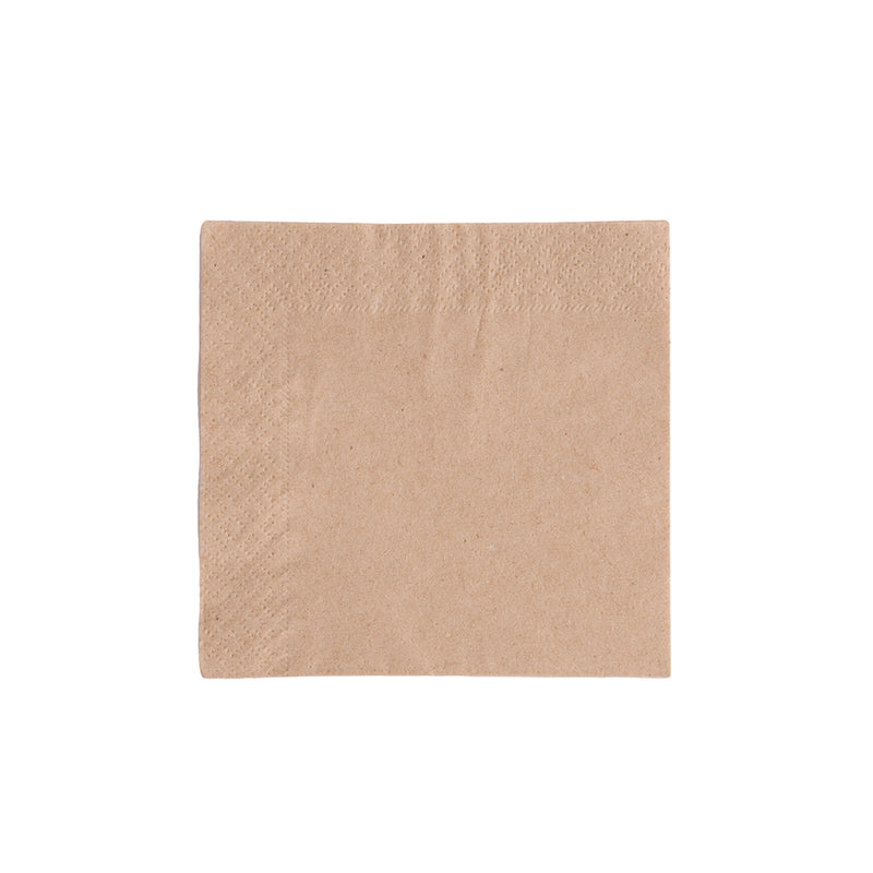 Premium Cocktail Napkin | 2 Ply | 1/4 Fold | 24x24cm | Edge Embossed | Natural