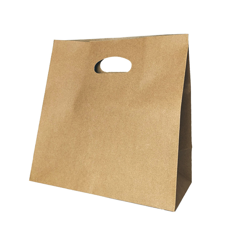 Carry Paper Bags - Small - 270W x 280H x 145mm gusset - Die Cut Handle - Kraft