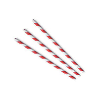 Paper Straws Cocktail 6 x 120mm - White/Red Swirl