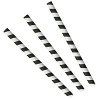 Paper Straws Jumbo 10 x 240mm - White/Black Swirl