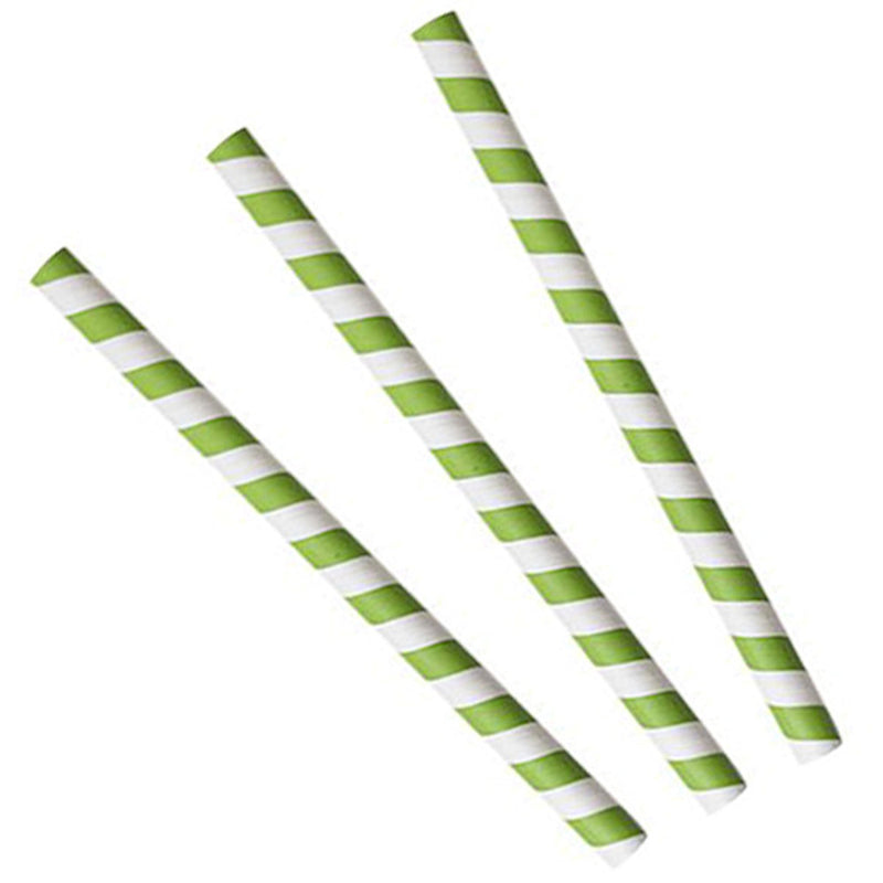 Paper Straws Jumbo 10 x 240mm - White/Green Swirl