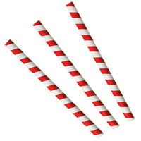 Paper Straws Jumbo 10 x 240mm - White/Red Swirl