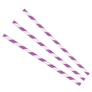 Paper Straws Regular 6 x 200mm - White/Purple Swirl