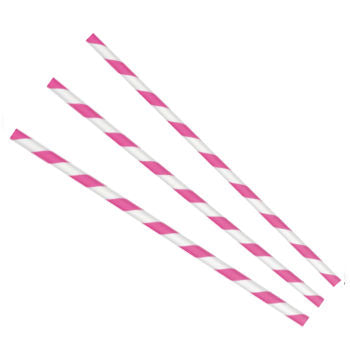 Paper Straws Regular 6 x 200mm - White/Pink Swirl