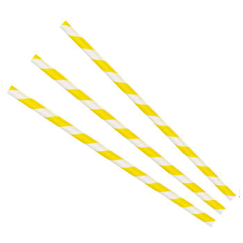 Paper Straws Regular 6 x 200mm - White/Yellow Swirl