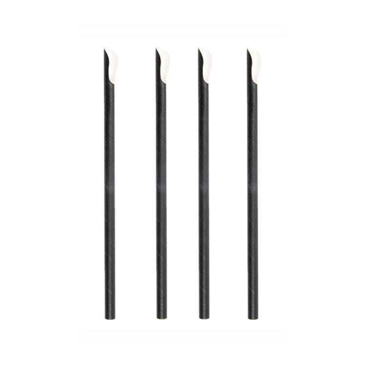 Paper Straws Spoon 8 x 210mm - Black