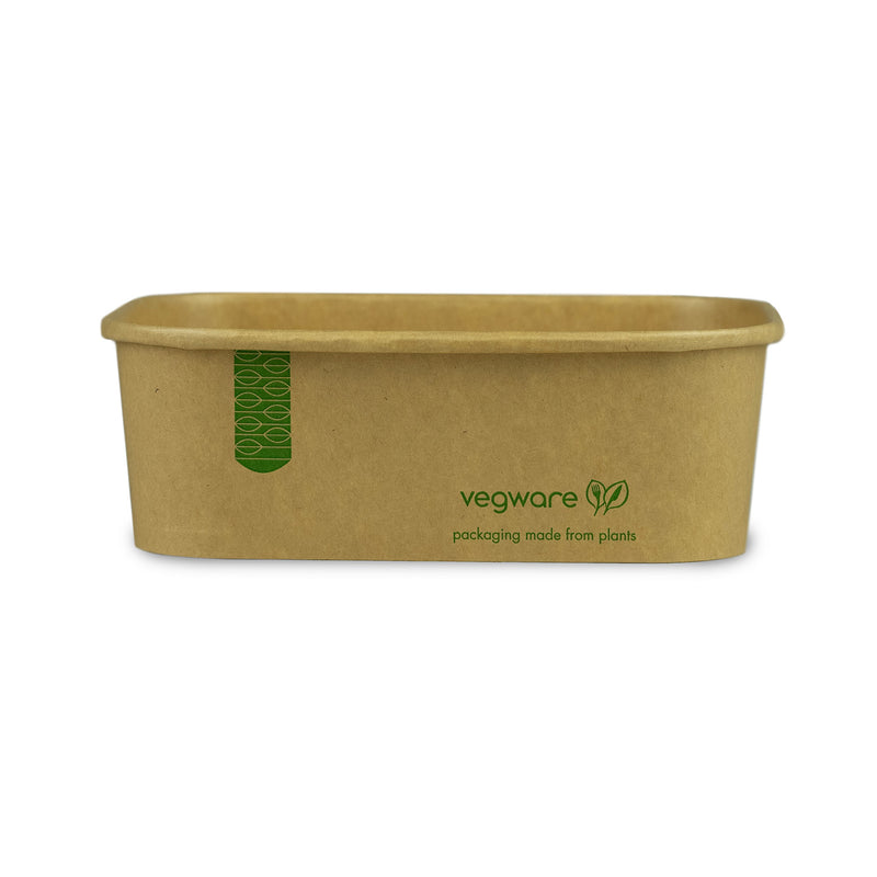 750ml / 24oz Rectangular Paper Takeaway Container - Aqueous Lined - Kraft