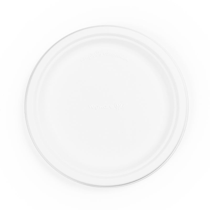 Round Plate 9" (23cm) PFAS Free White - Sugarcane