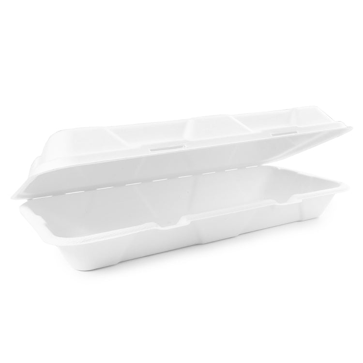 Fish & Chips Clam 12x6x2.5" (31x15x6cm) White - Sugarcane